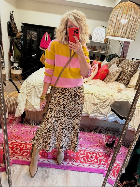 Sweaters - Pink and Mustard Striped Sweater